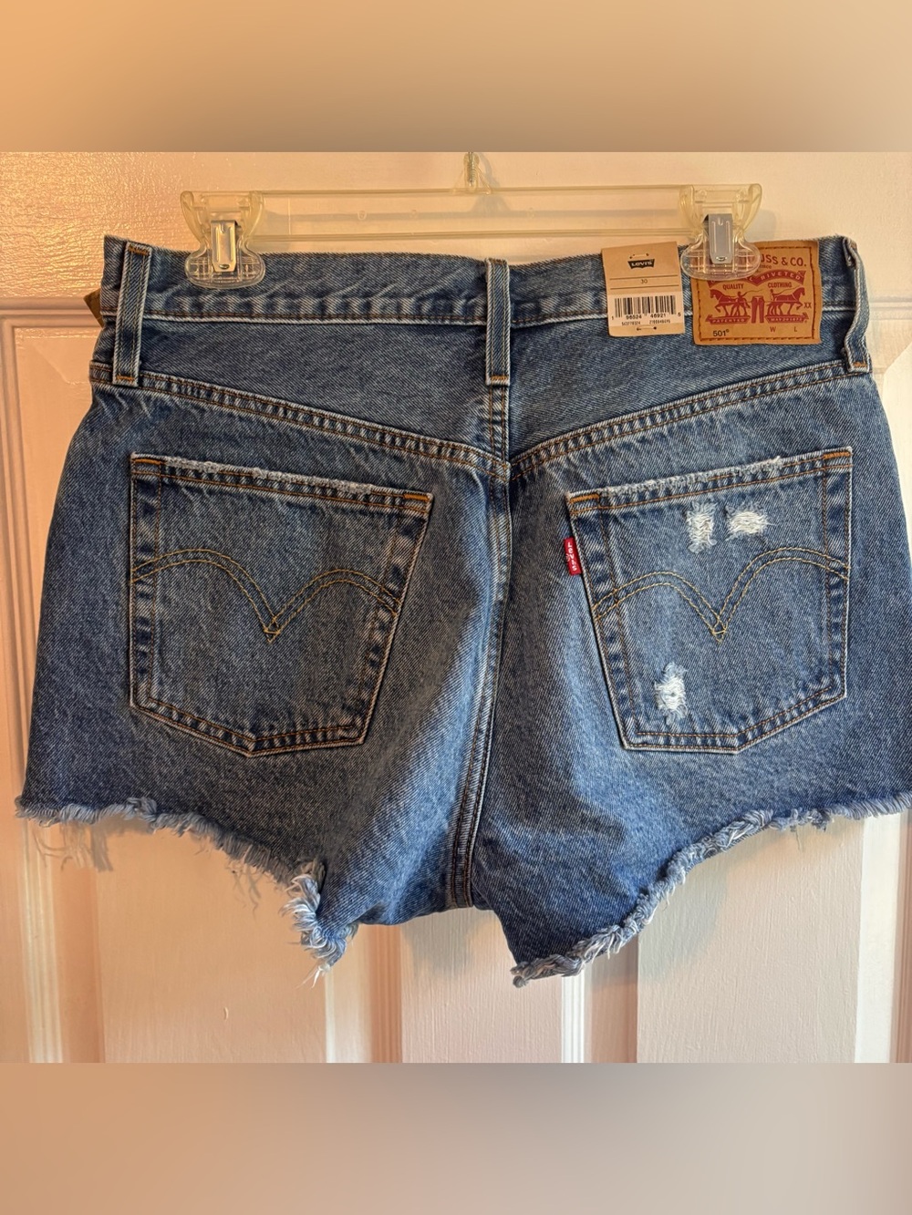 Levi’s Premium 501 Original Shorts High Rise Distressed Size 30 New with Tags - Picture 2 of 7